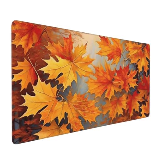 Alfombrilla Ratón, Alfombrilla Ratón XXL Gaming, Mouse Pad Escritorio Ordenador Escritorio, 50x25 CM Protector Escritorio Alfombrilla Antideslizante, Accesorio Gamer Hojas de Arce en otoño Y-2895