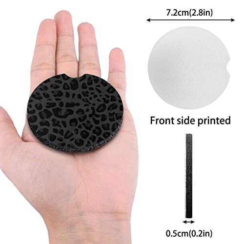 Portavasos para auto con diseño de leopardo 2.8 pulg, negro 2 unidades miniatura 7