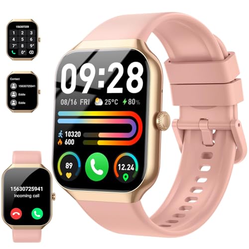 Smartwatch Damen Herren, 1,96" HD 2026 Fitnessuhr Smart Watch mit Telefonfunktion, 115+ Sportmodi Schrittzähler Armbanduhr, Herzfrequenz SpO2 Schlafmonitor, IP68 Wasserdicht Sportuhr für Android iOS