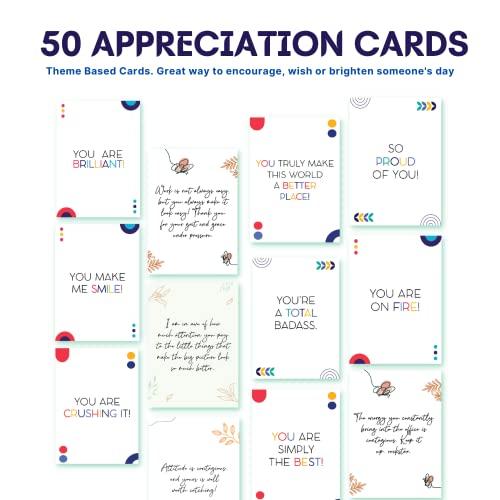 50 Inspiring Appreciation and Thank You Cards – For Colleagues, Friends, Employees, and Students. Business Card Sized. Inspirational, Motivational, Kindness Cards. Colourful Cards. Great Gifts