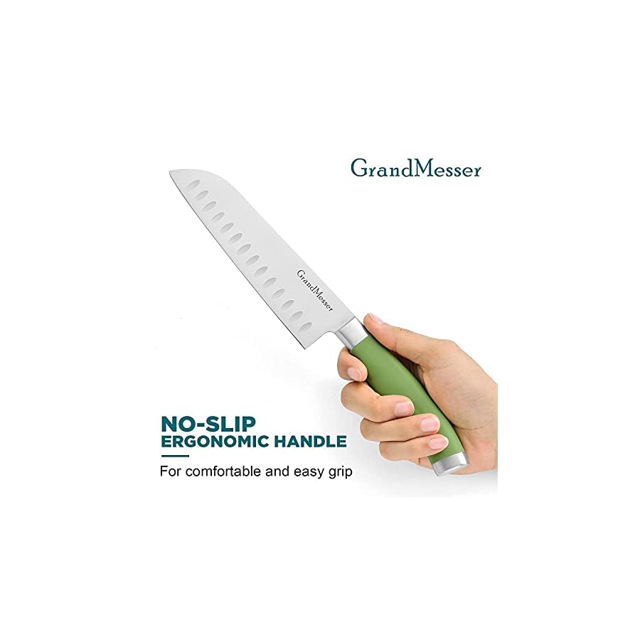 Kitchen Knives, 2 Piece Ultra Sharp 8 inch Chef Knife and 7 inch Santoku Knife, German Carbon Stainless Steel Forging Cooking knife Set, with Ergonomic Handle and Gift Box