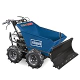 Scheppach Benzin Dumper DP3000 inkl. Schneeschild - 300kg | 5,6 PS | 3-Vorwärts-/1-Rückwärtsgang | Allradantrieb | Muldenkipper Mini Motor-Schubkarre | Schneeschieber Schneefräse Schneeräumer