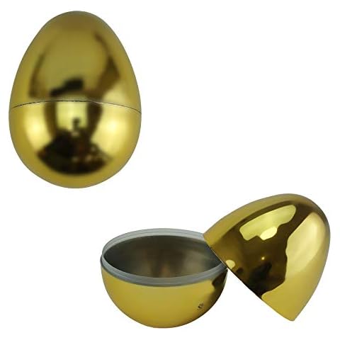 SRVertex Large Golden Refillable Easter Egg 1pcs Made With plastic 10cm Tall x 7.4cm Useful for Easter Egg Hunt Games(1Pcs Big Golden Fillable Egg) Cover