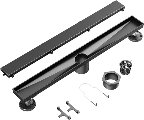 Neodrain 32 in Matte Black Linear Shower Drain- with 2-in-1 Flat & Tile Insert Cover, 304 Stainless Steel Rectangle Shower Floor Drain,Floor Shower Drain by Neodrain - Image 9