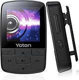 YOTON Lecteur MP3 avec Clip, Mini Musique MP3 Bluetooth 5.2, Super léger (28.5g),Son HiFi sans Perte, Radio FM, Chronomètre, Enregistreur, Podomètre, etc, avec Écouteurs, Noir