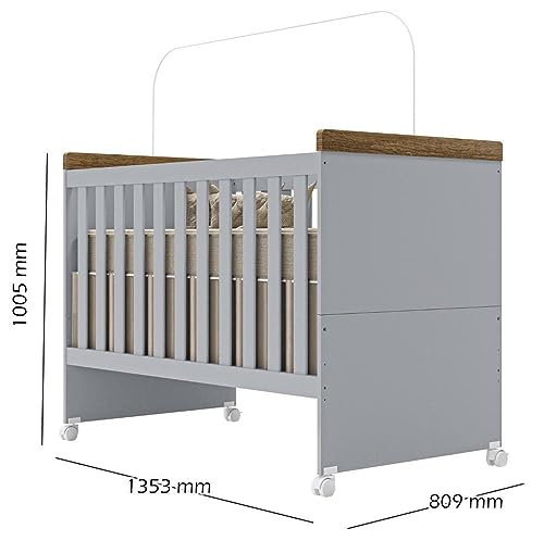 Jogo De Quarto Infantil Livia Com Berço Mini Cama Cômoda e Roupeiro Canaã