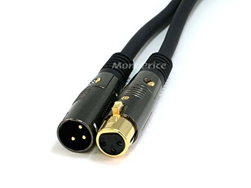 Image of Monoprice XLR Male to XLR Female Cable - for Microphone, Gold Plated, 16AWG, 10 Feet, Black - Premier Series