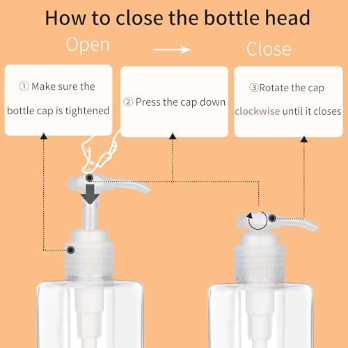 100ml (3.4oz) Pump Bottle Dispenser Jansburg 2 Pack Refillable Flat Square Plastic Lotion Dispenser Leakproof Empty Lotion Pump Bottle for Essential Oil Soap Lotion Shampoo Clear - 5