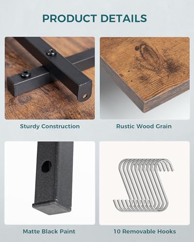 Oropy 2 Pack Wooden 23.6'' Pot Pan Hanging Rack Wall Mounted thumb #6