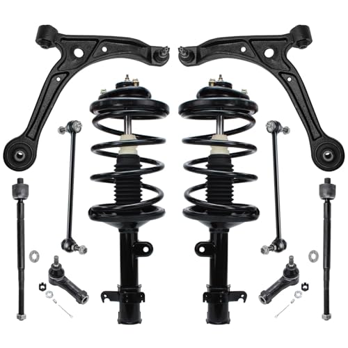 Image of Detroit Axle - 10pc Front End Kit for 2002 2003 2004 Honda Odyssey, 2 Struts with Coil Spring Assembly 2 Lower Control Arms with Ball Joint 2 Sway Bars 4 Inner Outer Tie Rods Replacement