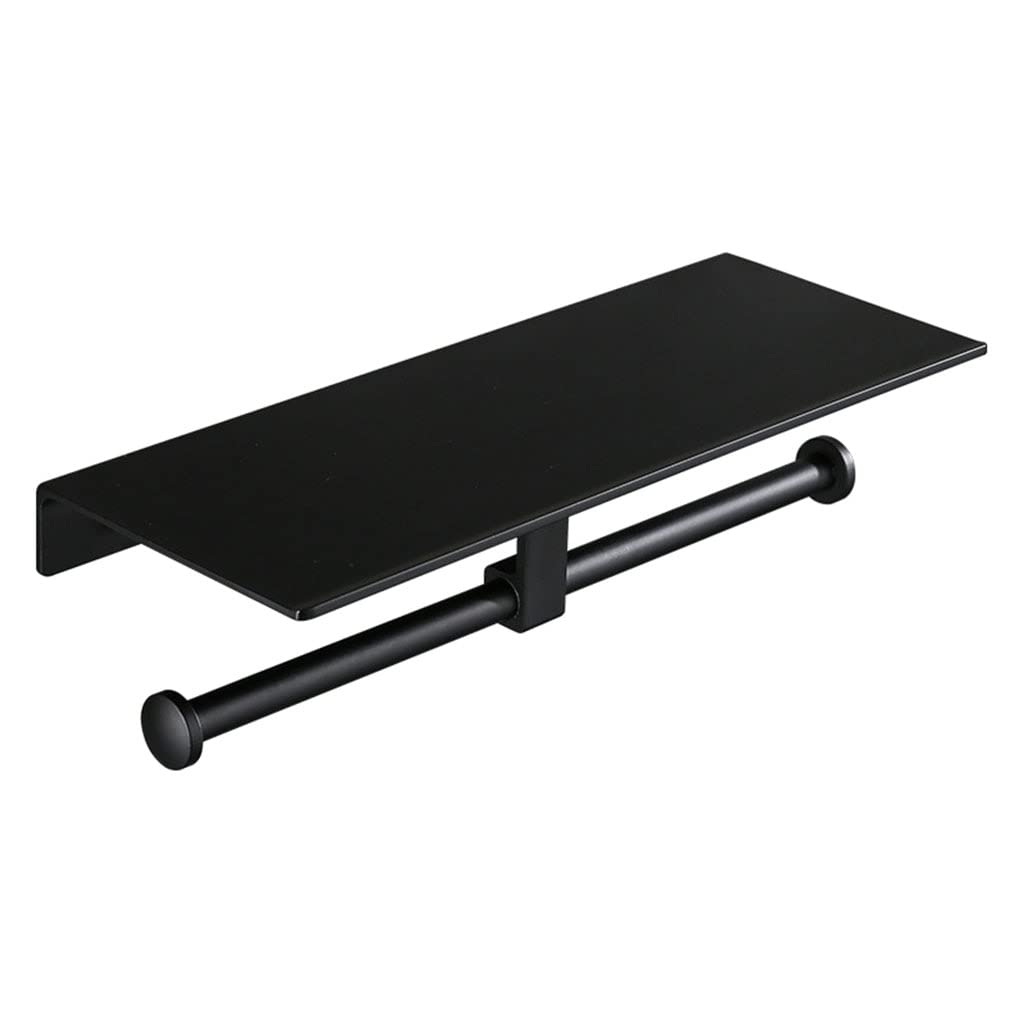 Portarrollos para Papel Espacio de aluminio negro pintura doble papel soporte de papel montado en la pared accesorios de baño del teléfono estantería de inodoro Portarrollos para papel Higiénico