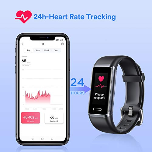 LETSCOM Fitness Tracker, Activity Tracker with Heart Rate Monitor & Blood Oxygen Saturation, Calorie Step Counter, Alexa Built-in, 5ATM Waterproof, Smart Fitness Pedometer Watch for Women Men