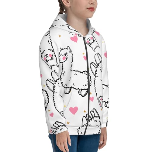 Alpacas and Hearts Kid Hoodies Boys Zip Up Sweatshirts Girls Pullover with Pocket4