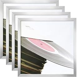 eletecpro 12.5×12.5 Record Frames, Silver, Sturdy and Lightweight PVC Album Frame Made to Display Vinyl Records, Home Decor LP Record Frame for Wall Easy to Hang Suit to 12×12 LP Covers, Set of 4 - Les Beatles, Paul McCartney, John Lennon, RIngo Starr, George Harrison