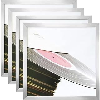 eletecpro 12.5×12.5 Record Frames, Silver, Sturdy and Lightweight PVC Album Frame Made to Display Vinyl Records, Home Decor LP Record Frame for Wall Easy to Hang Suit to 12×12 LP Covers, Set of 4 - Les Beatles, Paul McCartney, John Lennon, RIngo Starr, George Harrison