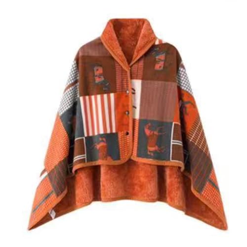SFKLYU Wearable Blanket, Poncho Throw with Buttons, Multifunctional Heating Shawl Blanket for Office, Bed, Sofa And Outdoors (Size 53"X31"),A6