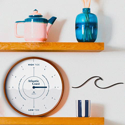 Salty Home - Tide Clock - Coastal Decor - 12.2Inch Wall Clock - Premium Wood Dial - Silent Clock Movement - Quartz Mechanism - Battery Operated - Atlantic Coast Classic White #TOP2