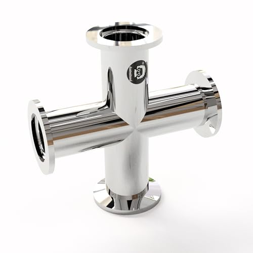 Image of bmotiontech Superior Grade - Cross 4-Ways KF25 Flange Vacuum Adapter, All Ends with KF-25 (NW-25) Flange, Made of Stainless Steel 304, High Vacuum
