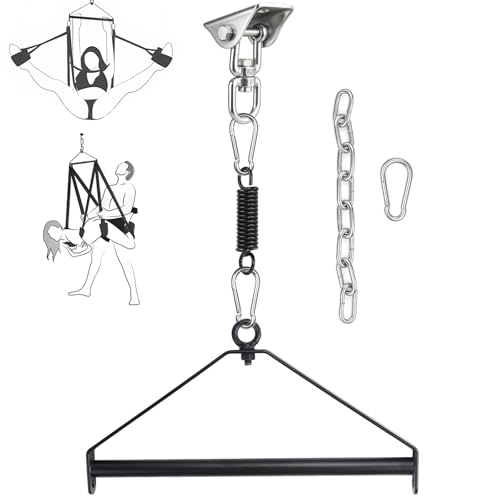 Sex Swing Stand Hold up to 500 lbs Capacity Steel Triangle Frame with Spring BDSM Furniture for Couples Indoor & Outdoor Use (Ceiling Sex Swing Stand)