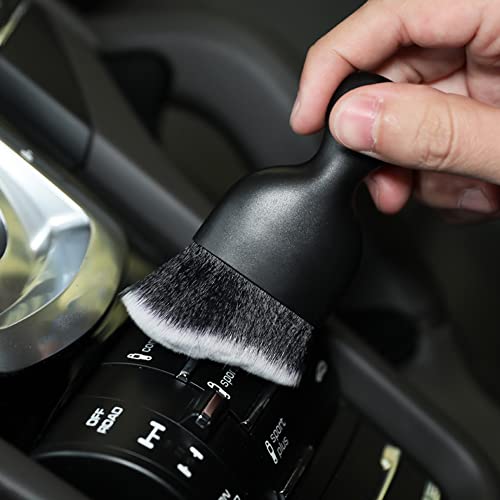 Image of AOCISKA Car Interior Detailing Brush,Soft Bristle Cleaning Brush Car Detailing Brush Dusting Brush,Car Interior Cleaning Tool,Auto Detail Brush Car Dash Duster Brush (Black&White with Cap)