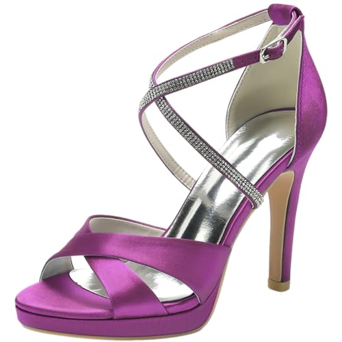 Sandales mariage femmes strass violet 39 plateau 1.5cm talons hauts 11cm