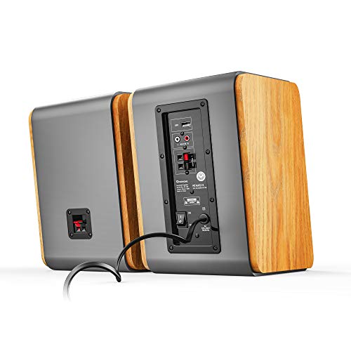 Wohome Bookshelf Speakers 60W Powered Bluetooth Active Home Theater Speaker (Pair, Wooden Enclosure, Wood Color, 4 Inch Driver, Model BT-106)