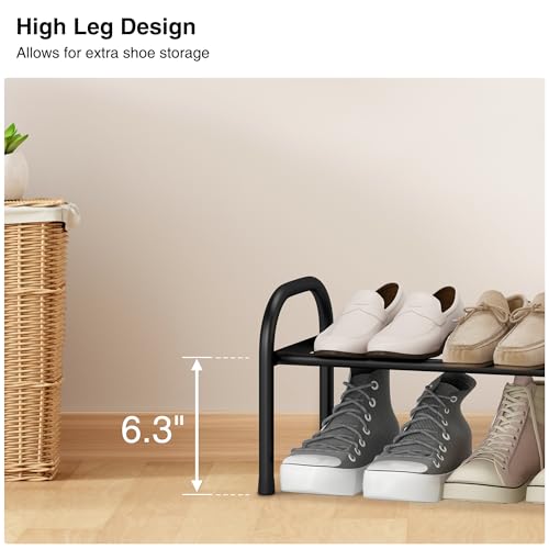 Image of STO STO Expandable Shoe Organizer, 1-Tier Metal Shoe Rack for Closet, Up to 8 Pairs Adjustable Storage for Front Door Entrance, Free Standing Organizer for Entryway, Black