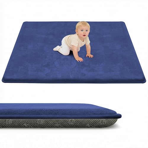 ACOMOPACK 1.3" Thick Baby Play Mat for Floor 79x118"-Large Water-Repellent&Non-Slip Memory Foam Mat for Kids,Toddlers,Soft Velvet Nursery Rug for Tummy Time&Crawling,Yoga,Tatami Style(Blue) by ACOMOPACK - Used condition - US$127.10