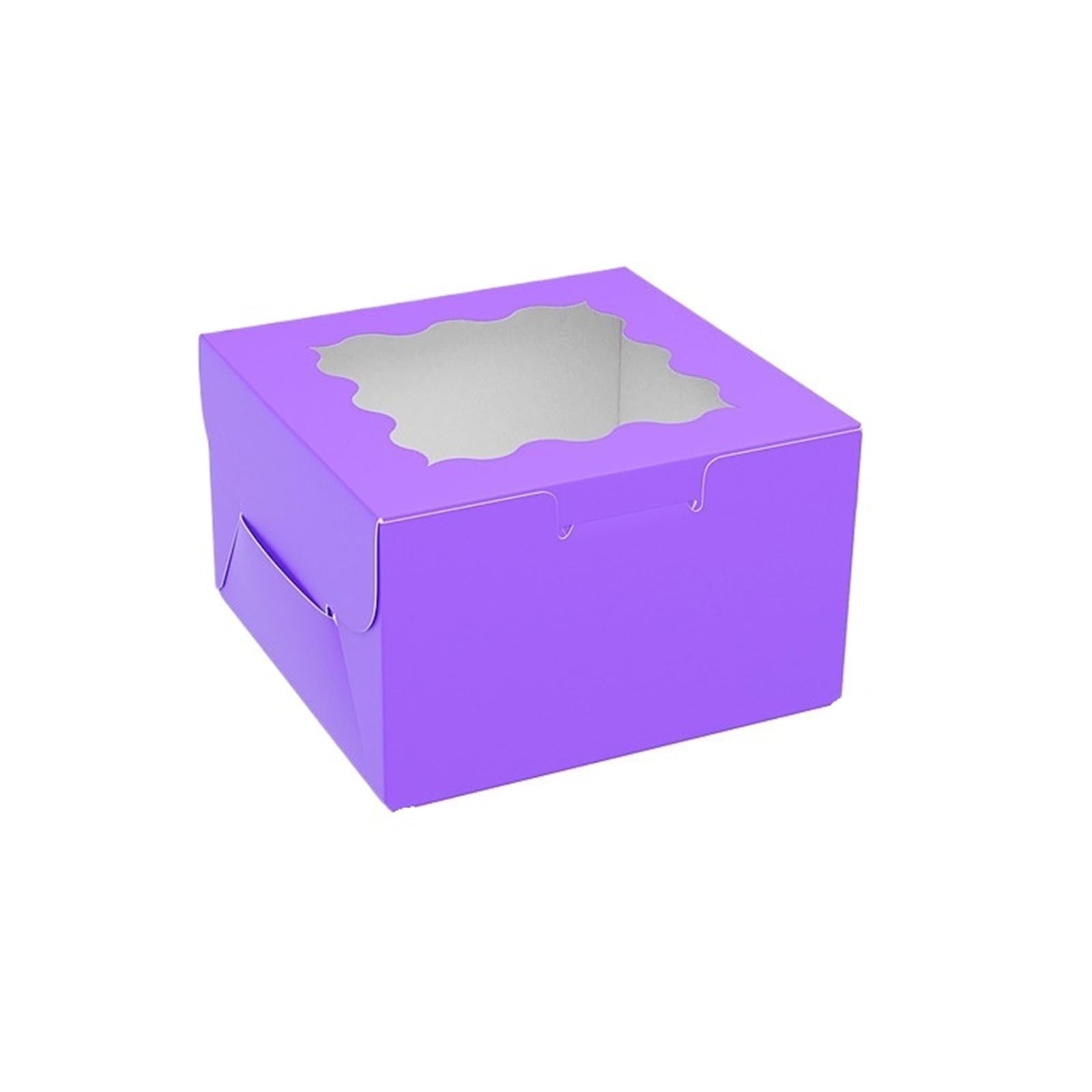 XPJYUA Bakery Boxes with Clear Window StoBag 20pcs Color Kraft Paper Box With Window Small Packaging For Cake Dessert Cookies Doughnut Storage Baking Party Favor(Purple)