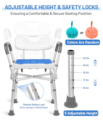 Tocebe SHOWER CHAIR For Inside Shower, 550Lb Capacity Shower Seat With Reinforced Cross Bar, Adjustable Height Anti Slip Bath Chair thumb #4