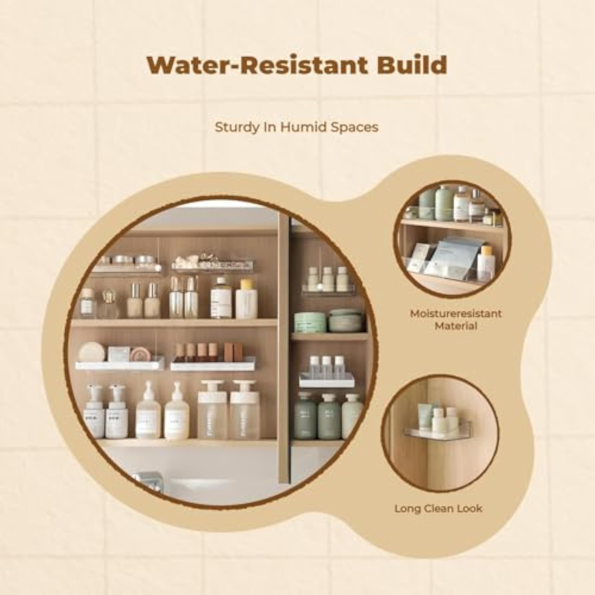 Mirror Cabinet Organizer, Bathroom Storage Box Vanity Shelf