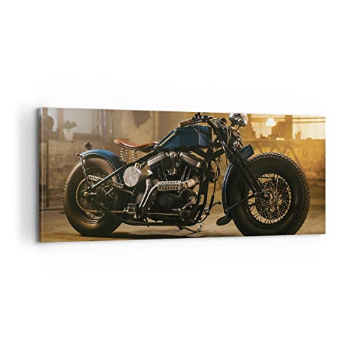 Tableau Harley-Davidson Déco Murale Salon Chambre Toile Moto 100x40