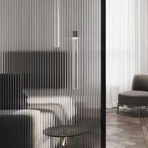 Image of WOO Home Frosted Glass Window Film & Stickers (24 X 150 Inchs) Privacy Window Cover for Home & Office - Easy Apply, UV Protection, Removable Decorative Film (Fluted Film 2 X 12.5 SQFT)