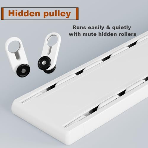 Support de plafond réglable en aluminium pour rideaux, rail coulissant à 2 canaux dissimulés pour un fonctionnement fluide, parfait pour une utilisation à la maison et au bureau