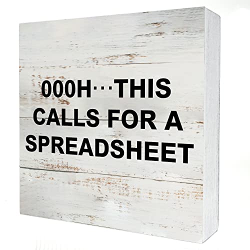 Divertente cartello in legno con citazioni in lingua inglese "This Calls for a Spreadsheet" (lingua italiana non garantita), decorazione da scrivania, per casa, soggiorno, ufficio, mensola, tavolo