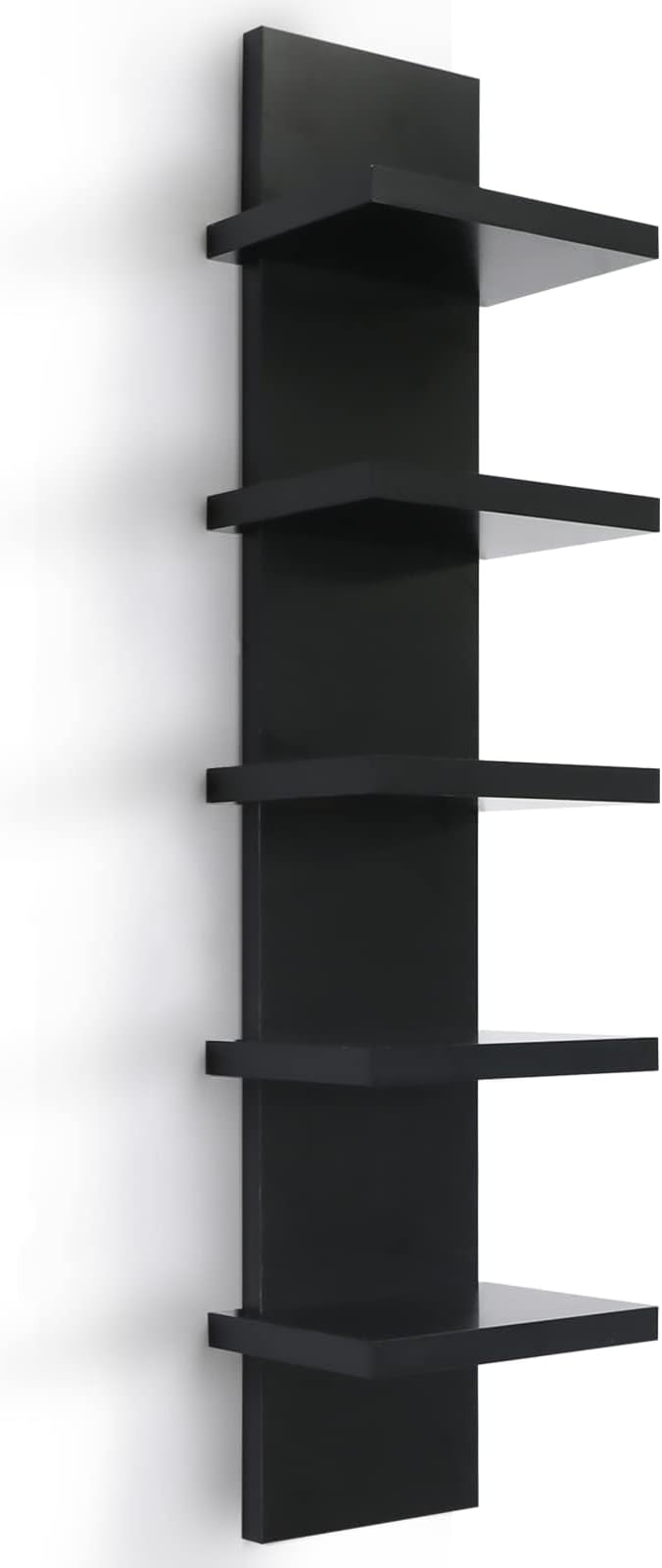 Homaterial Small 5 Tier Wall Shelves, Black | Vertical Wall Decor Mount, Floating Shelves, Lack Shelf For Bedrooms, Living Rooms, Bathroom, Dressing Room and Entryway