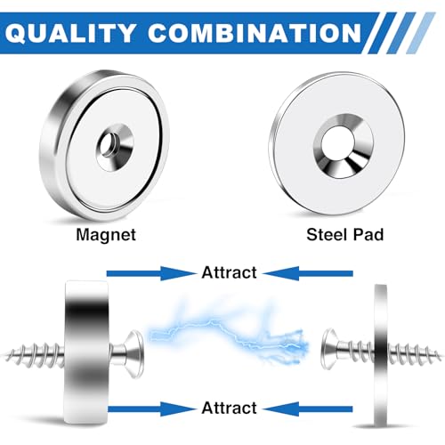 Image of LOVIMAG Strong Neodymium Rare Earth Magnets, 20LBS-12 Pack | Heavy Duty Cup Magnet with Countersunk and Screws for Tool Room, Kitchen Doors, Wall Mounting, Office