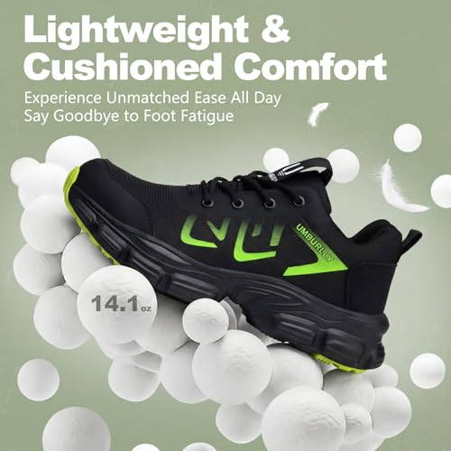 Image of Hogent Steel Toe Shoes for Men Women, Comfortable Wide Non Slip Work Shoes | ASTM Safety Steel Toe, Kevlar Puncture-Proof, Breathable, Lightweight, Wide Fit, Walking, Construction, Industrial, Warehouse