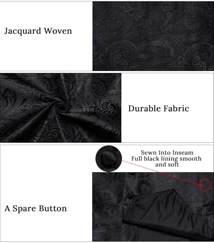 Image of DiBanGu Mens Paisley Suit Waistcoat,Silk Dress Vest and Bowtie Pocket Square Cufflinks with Lapel Pin Set for Wedding Tuxedo