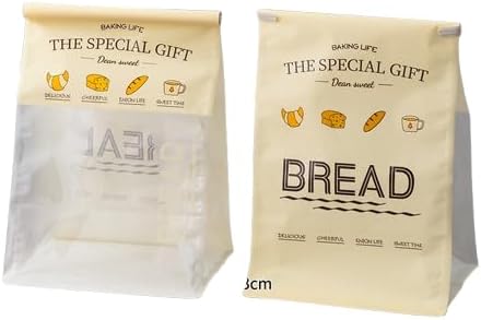 Baking Life The Special Bakery Packaging Gift Bags, Bread Storage with Window, Dear Sweet Design, Roll Top Closure (100, Medium)