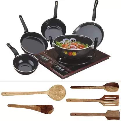 Maharajee Steel Dura Induction Bottom Cookware Set (Pack of 10 Piece) Brown