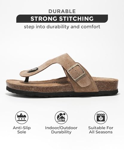 Project Cloud BRITANI-CHSTNUT-7 100% Genuine Leather Thong Sandals Women Water-Resistant Beach Essentials Womens Sandals Flip Flops thumb #1