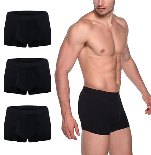AIRCUTE Washable Absorbency Urinary Incontinence Underwear for Men Bladder Leakage Protection Boxer Briefs, 3 Pack (Large, 3 Black)