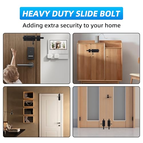 Image of Barrel Bolt Latch, 6.3 inch Heavy Duty Gate Latch Slide Lock Solid 304 Stainless Steel Bolt Lock for Inside Door, Finished Shed Door Latch (2 Pack, Black)