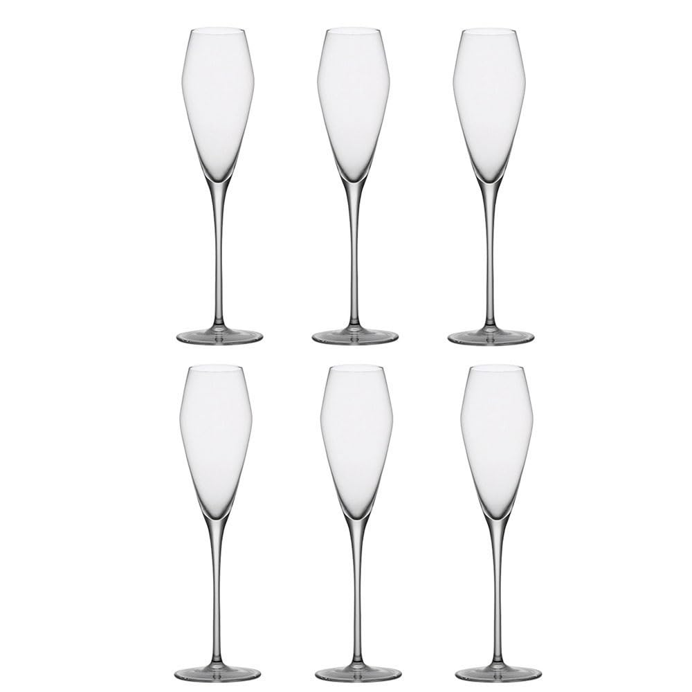 Gafas de efervescencia Copas de champán cristal tallo alto, 6 piezas copas tipo flauta, capacidad 8,12 oz for fiestas empresa y reuniones anuales