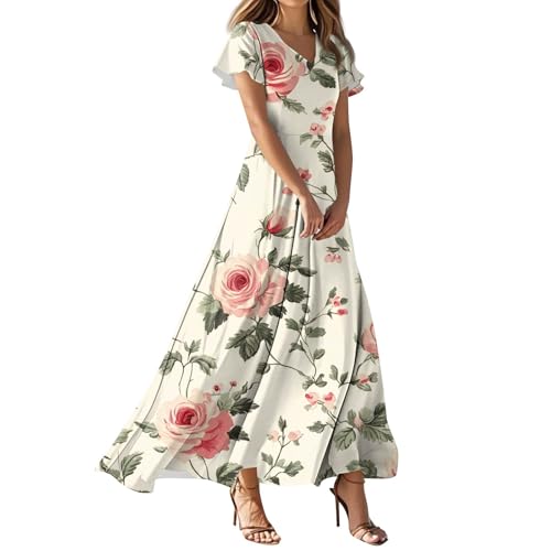 Damen Kleider Chiffonkleid Maxikleid Strandkleid Damen Lang A Linien Boho Kleid Lange Sommerkleider Damenkleider Strandkleider A Linie...