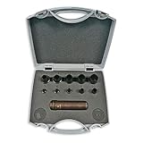 Emporte pièce jumelable de 3 à 20 mm Coffret avec poignée amortissante. Dimensions métriques : - Ø 3-4-6-8-10 mm. - Ø 12-14-16-18-20 mm. Fabrication Française....