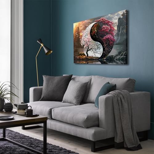 Tableau Tai Chi de haute qualité avec cadre en bois 38x50cm