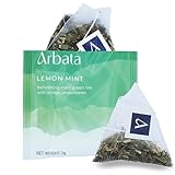Arbata Lemon Mint Green Tea, 12 Pyramid Tea Bags – Artisanal Lightly Caffeinated Green Tea with Spearmint, Lemongrass & Lemon Verbena, Refreshing Citrus Mint Tea Sachets, Made in USA