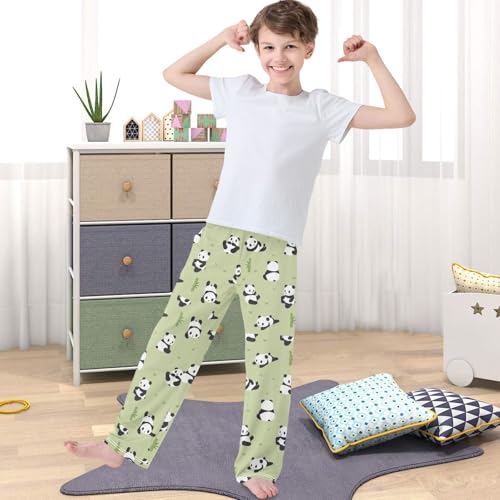 Boy's Pants Cute Sweet Panda Poses Jogger Pants Elastic Waist Long Bottoms Trousers with Pockets 6-14 Years4